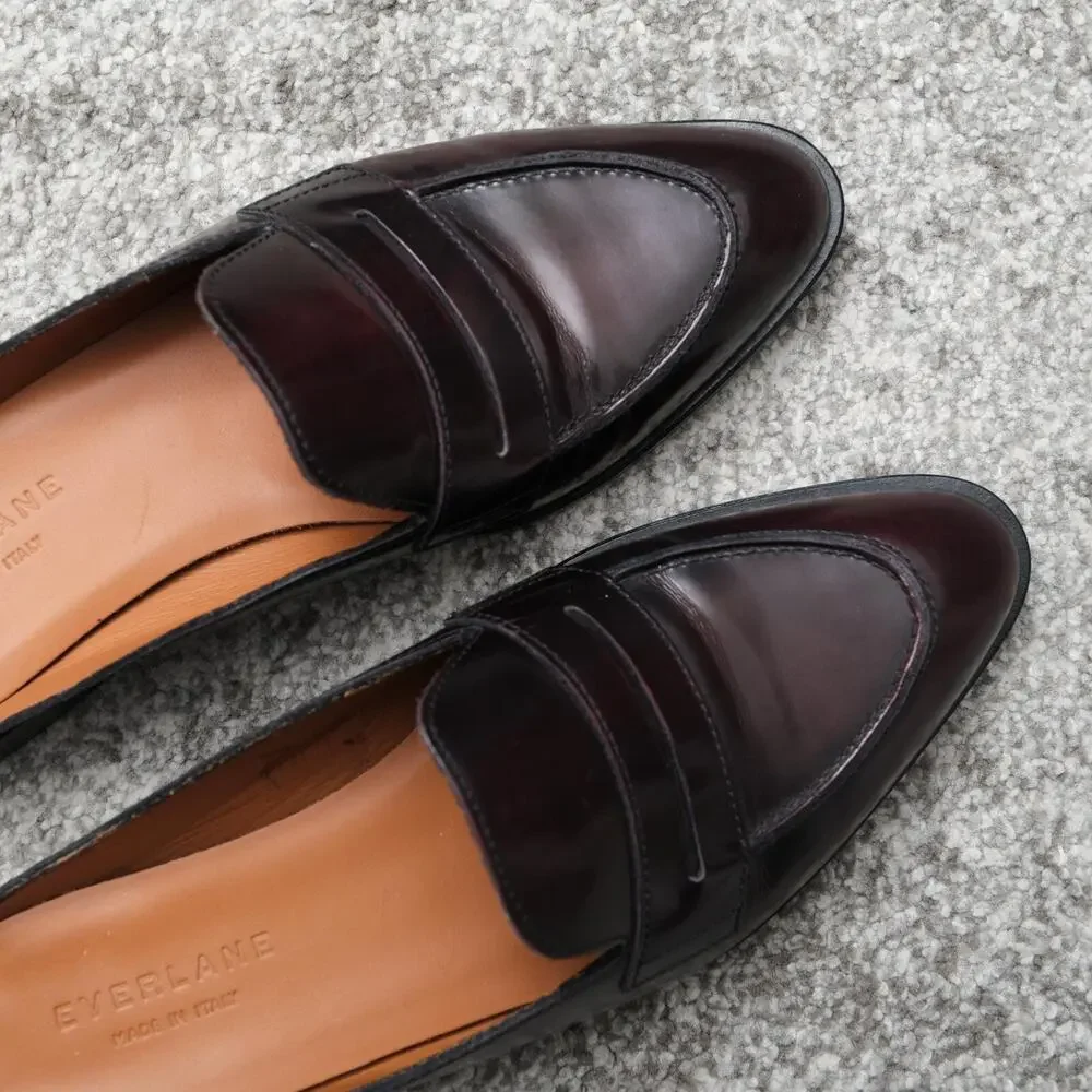 Everlane Burgundy Leather Penny Loafer Mules - Picture 2 of 6